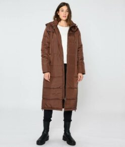 ThokkThokk veganer langer Wintermantel Kapok Long Parka deep mahogany